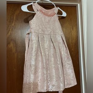Embellished Pink Dress with Pearl Neck - Size 6